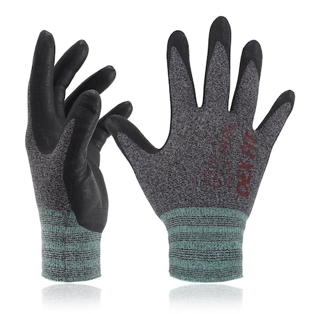 Nitrile Work Gloves FN330, 3D-Comfort Fit, Grip, Thin & Lightweight, Blackgrey, Size XS 6, 3PK